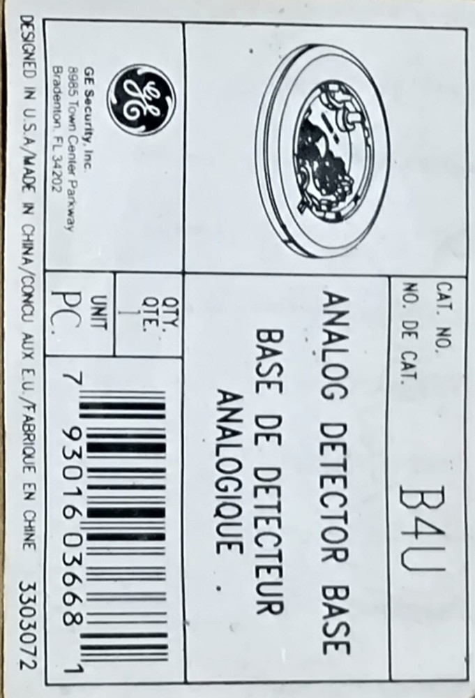 GE Edwards B4U Analog Dectector Base for Intelligent Addressable Detector