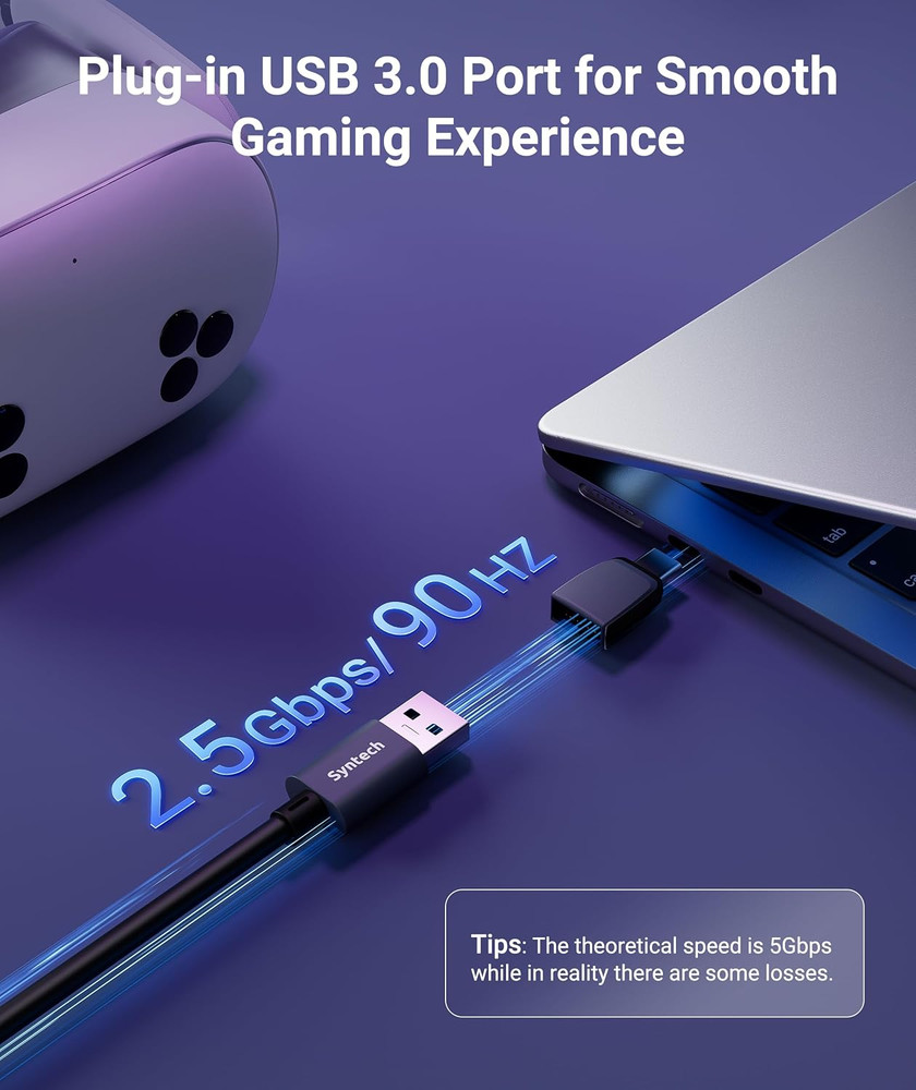 Link Cable 16FT for Oculus Quest 3/2, USB 3.0 with Extra Charging Port
