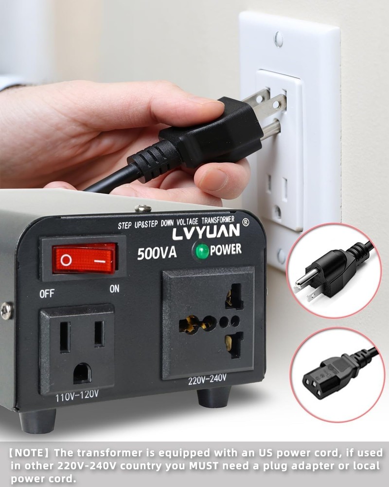 Compact 500W Voltage Converter: Step Up/Down Transformer for Low-Power Devices