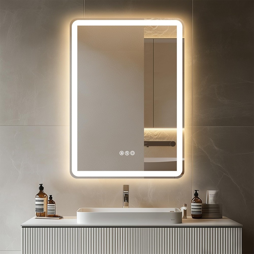 28x 20 LED Bathroom Mirror with Stepless Dimmable, Backlight Wall Mirrors wit...