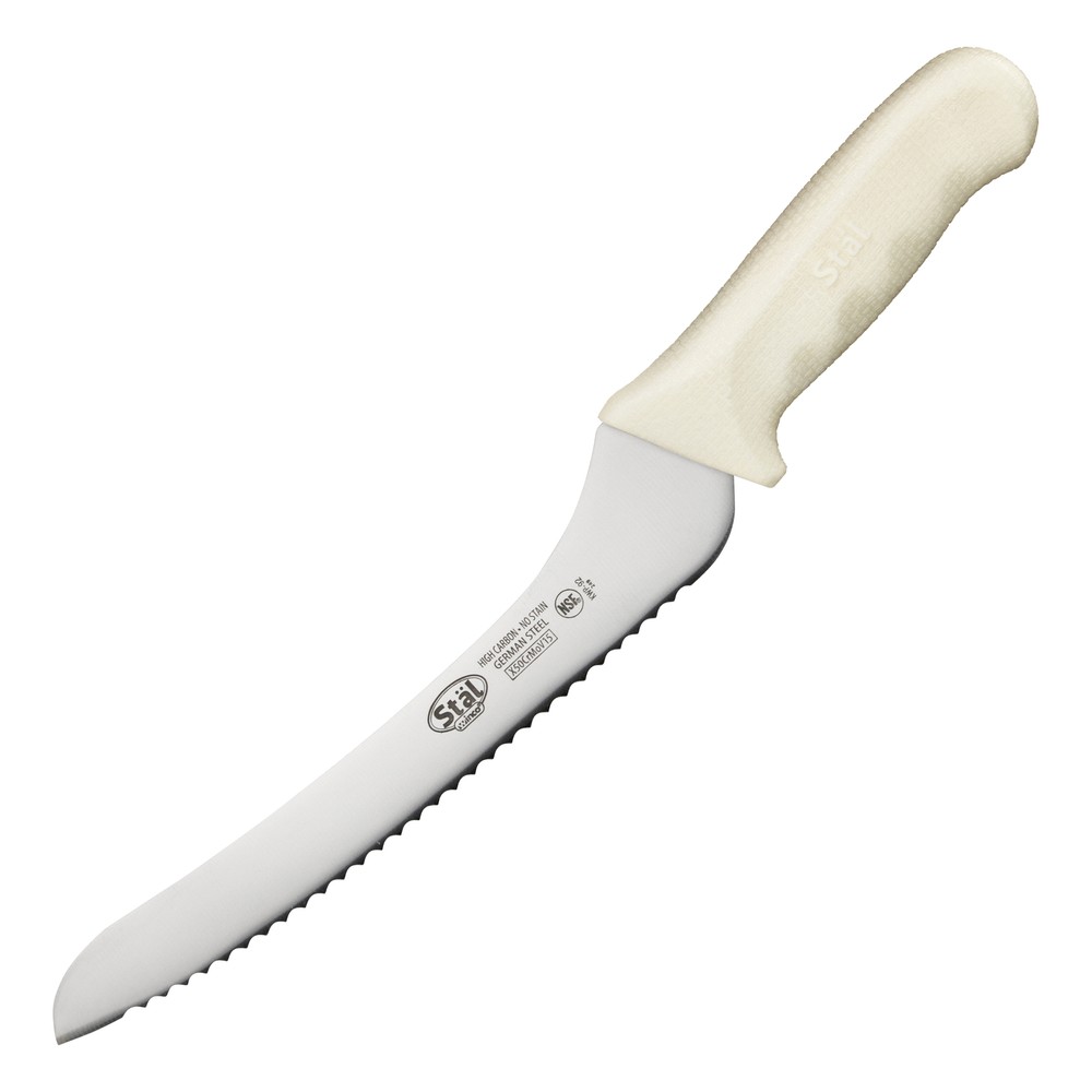 9" Bread Knife, White PP Hdl, Offset (6 Each)