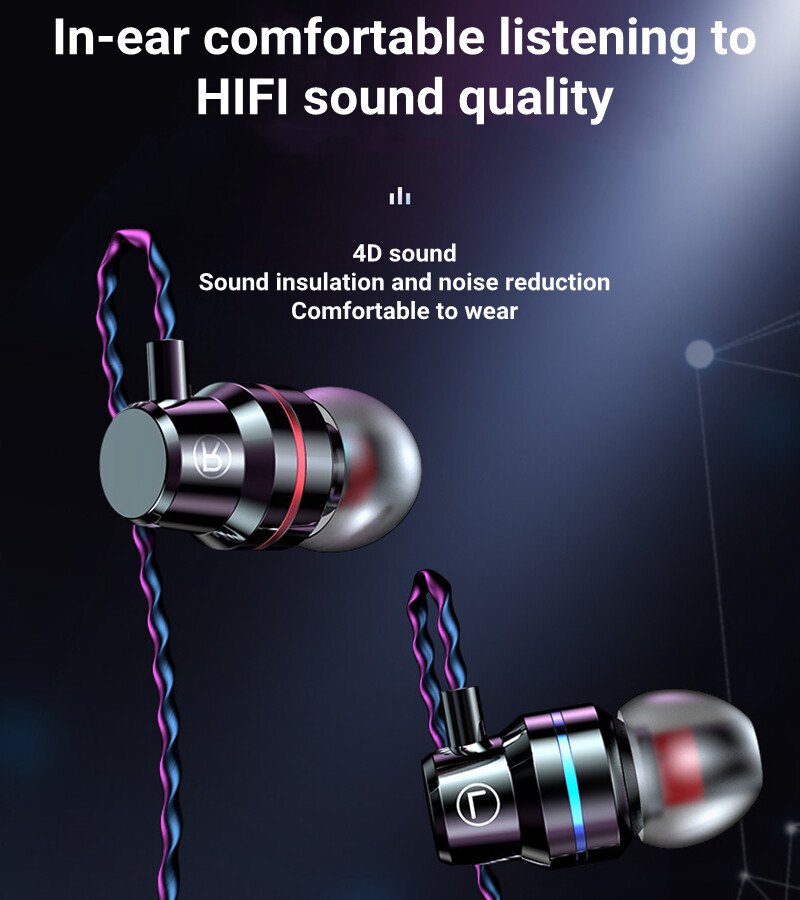 HIFI Bass Stereo Wired Earbuds Headset In-Ear Earphone Headphone MIC 3.5mm USB-C