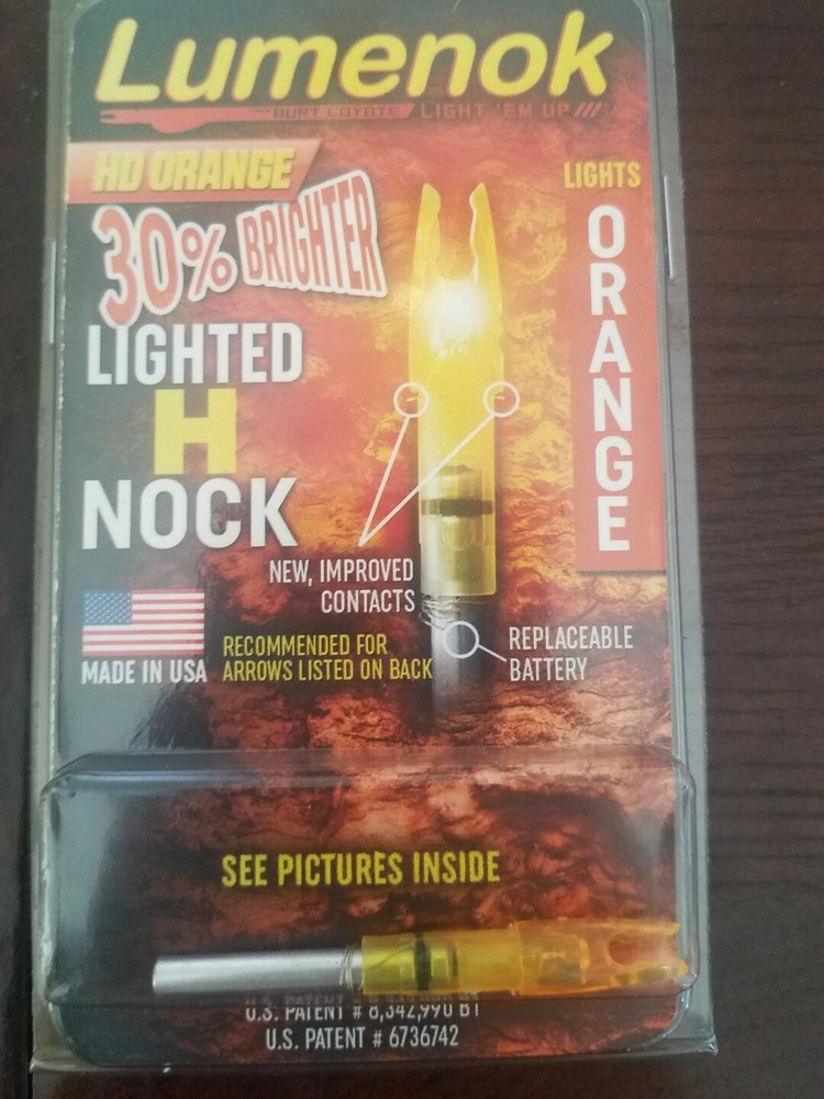 Lumenok Lighted H Nock HD Orange 1 Pack