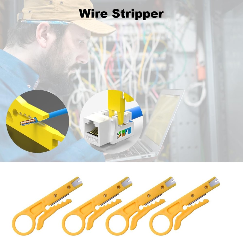 4 Pack Mini Wire Stripper Portable Crimping Tool Network Yellow