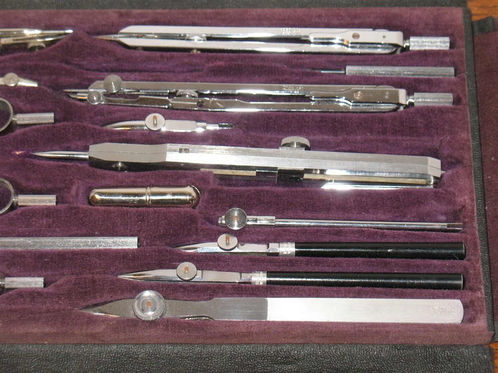 Vtg Hago Co #630 16 Piece Drafting Engineering Tools Compass Case Set W Germany
