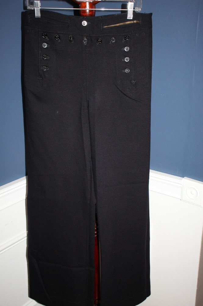 Original WW2 USN Named Wool Uniform Crackerjack 13 Button Bell Bottom Trousers