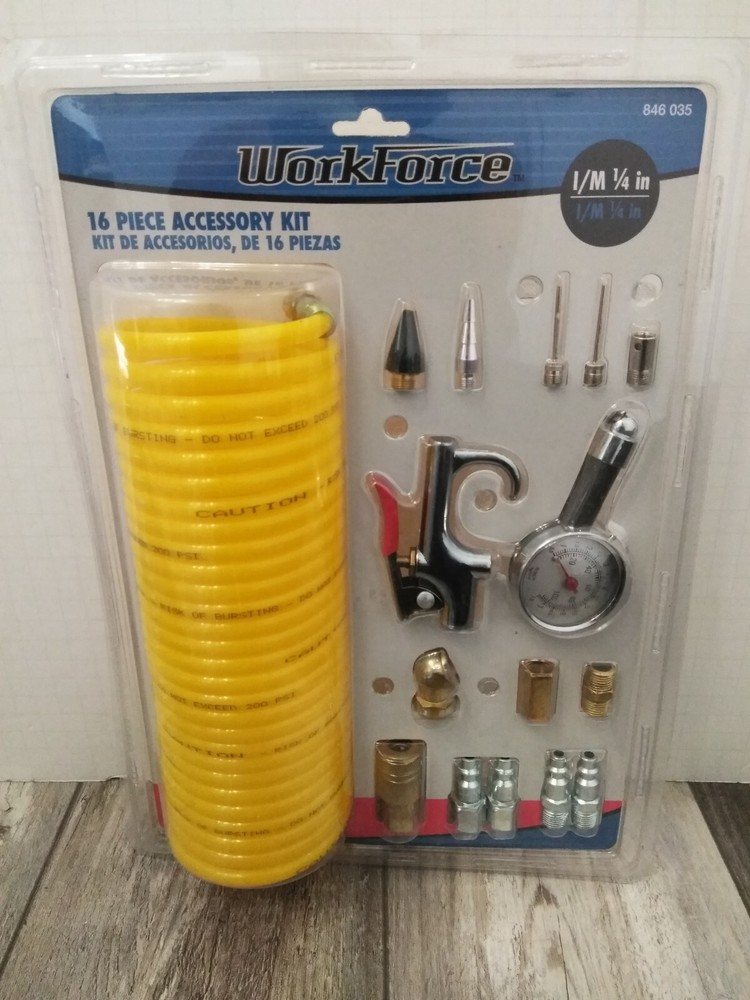 WorkForce Air Compressor Hose and Nozzle 16 piece accessory kit