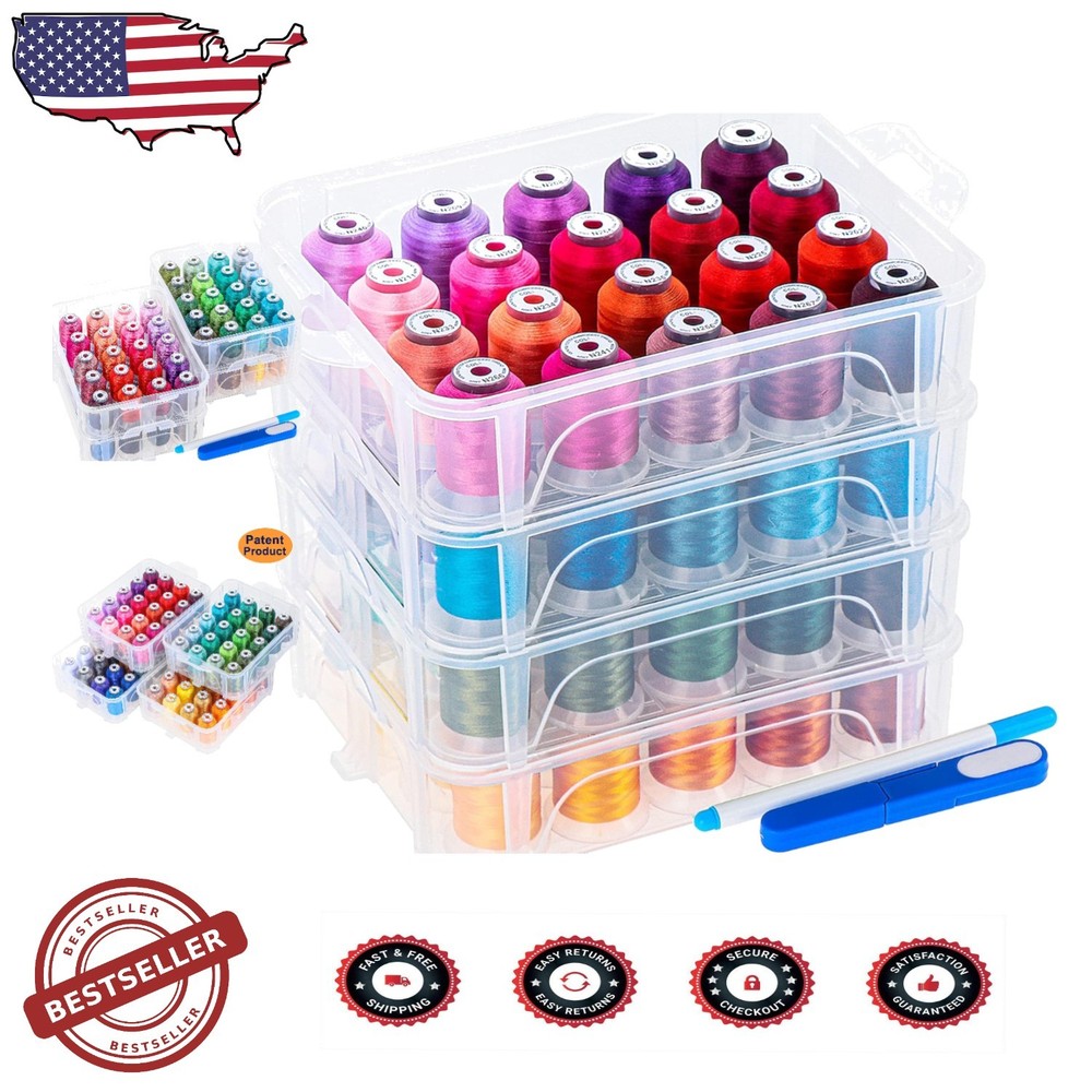 Embroidery Machine Thread 80 Spools - High Strength Polyester 500m Janome RA ...