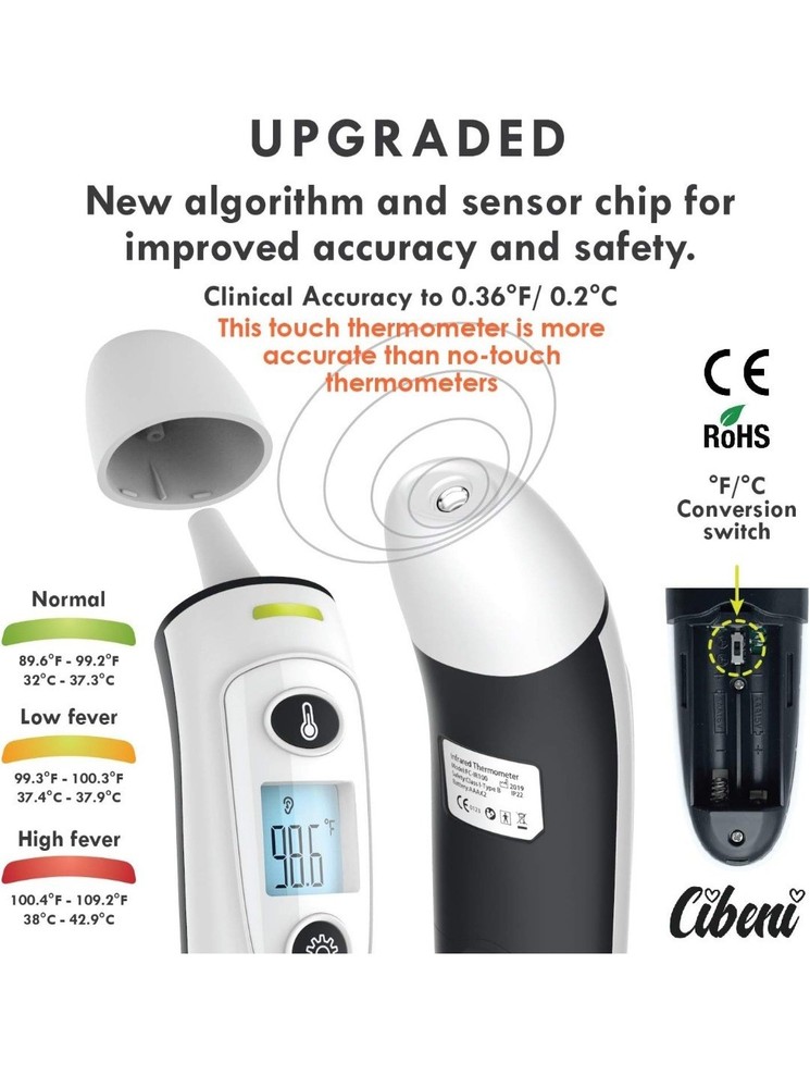 Cibeni Multi-functional Digital Infrared Forehead and Ear Thermometer FDA & CE