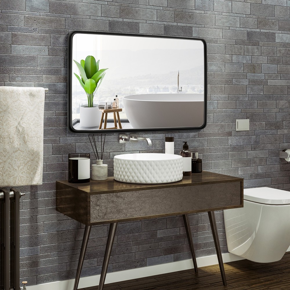 36"X24" Rectangular Bathroom Wall Mirror Vertical or Horizontal Hanging Bedroom