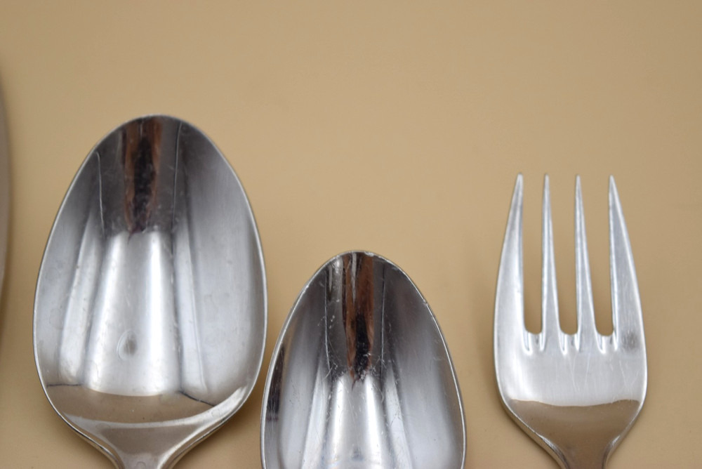 4pc WMF Cromargan Shadowpoint Flatware Set Knife Tablespoon Teaspoon Dinner Fork