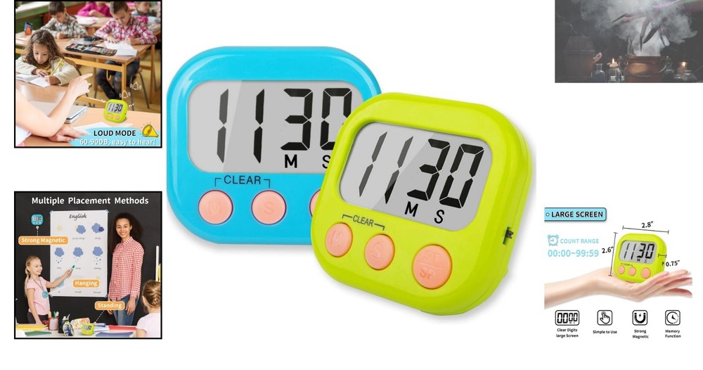 Versatile 2 Pack Classroom Timers with Magnetic Back - Easy Setup for Teachers