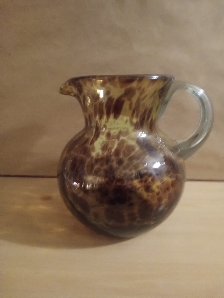 Handblown Art Glass Tortoise Shell Pitcher