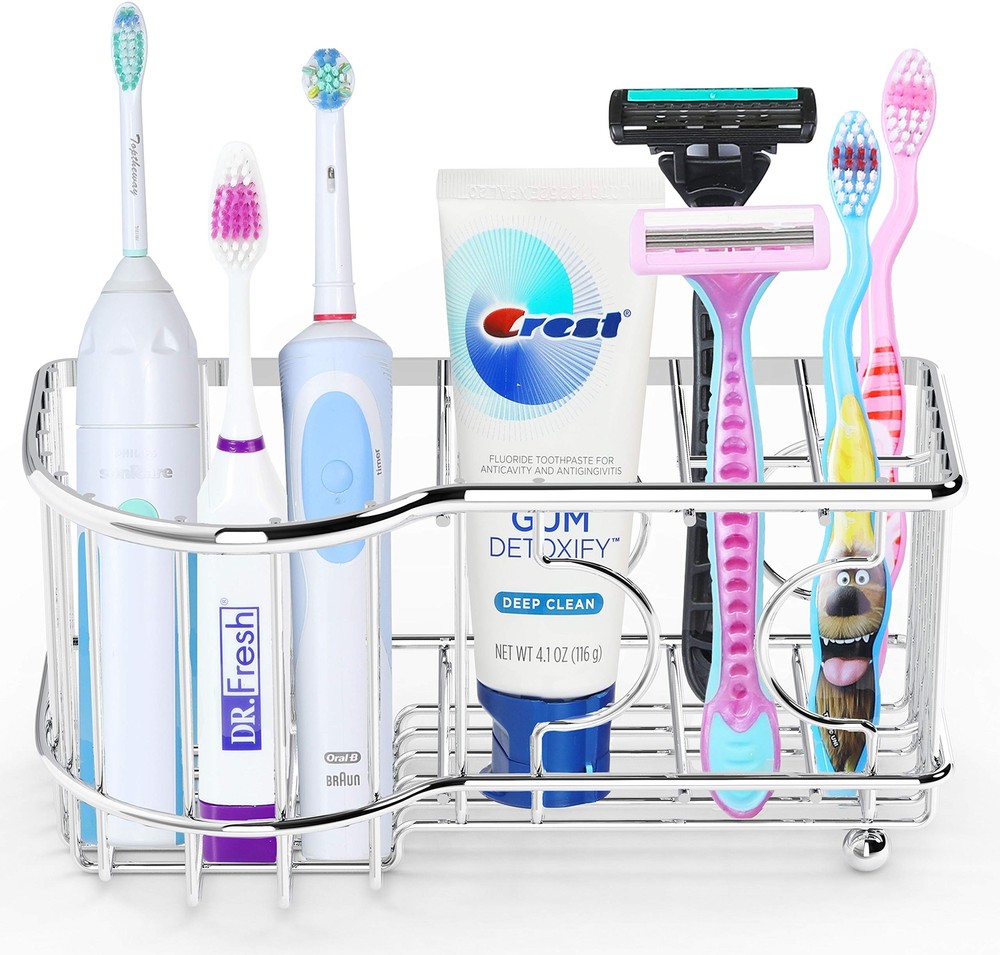Re Multifunctional 6 Slots Toothbrush Holder Chrome