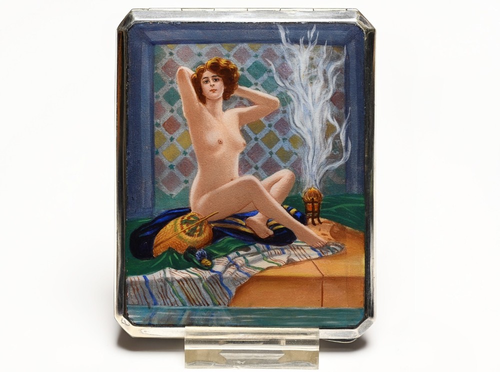 Antique Silver E Enamel Case