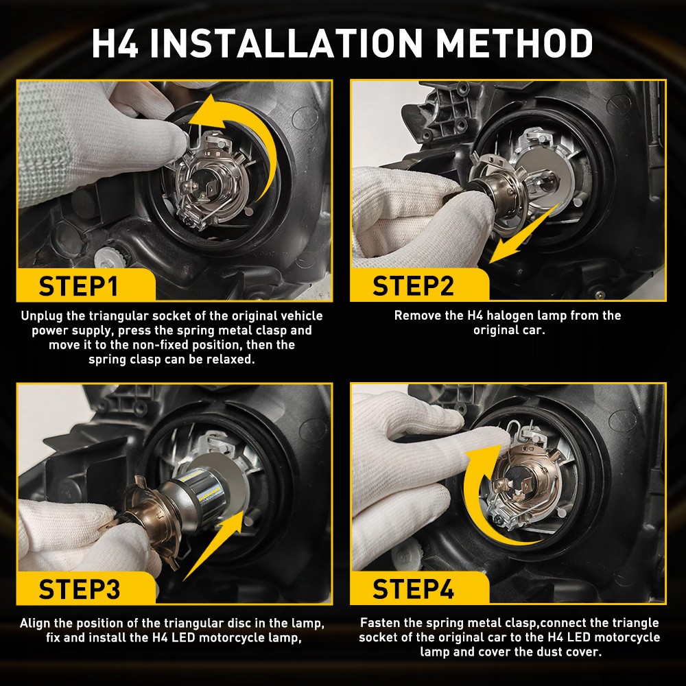 For Motorcycle H4 6500K Hi-Lo LED Beam Front Light Bulb Super Headlight Bright