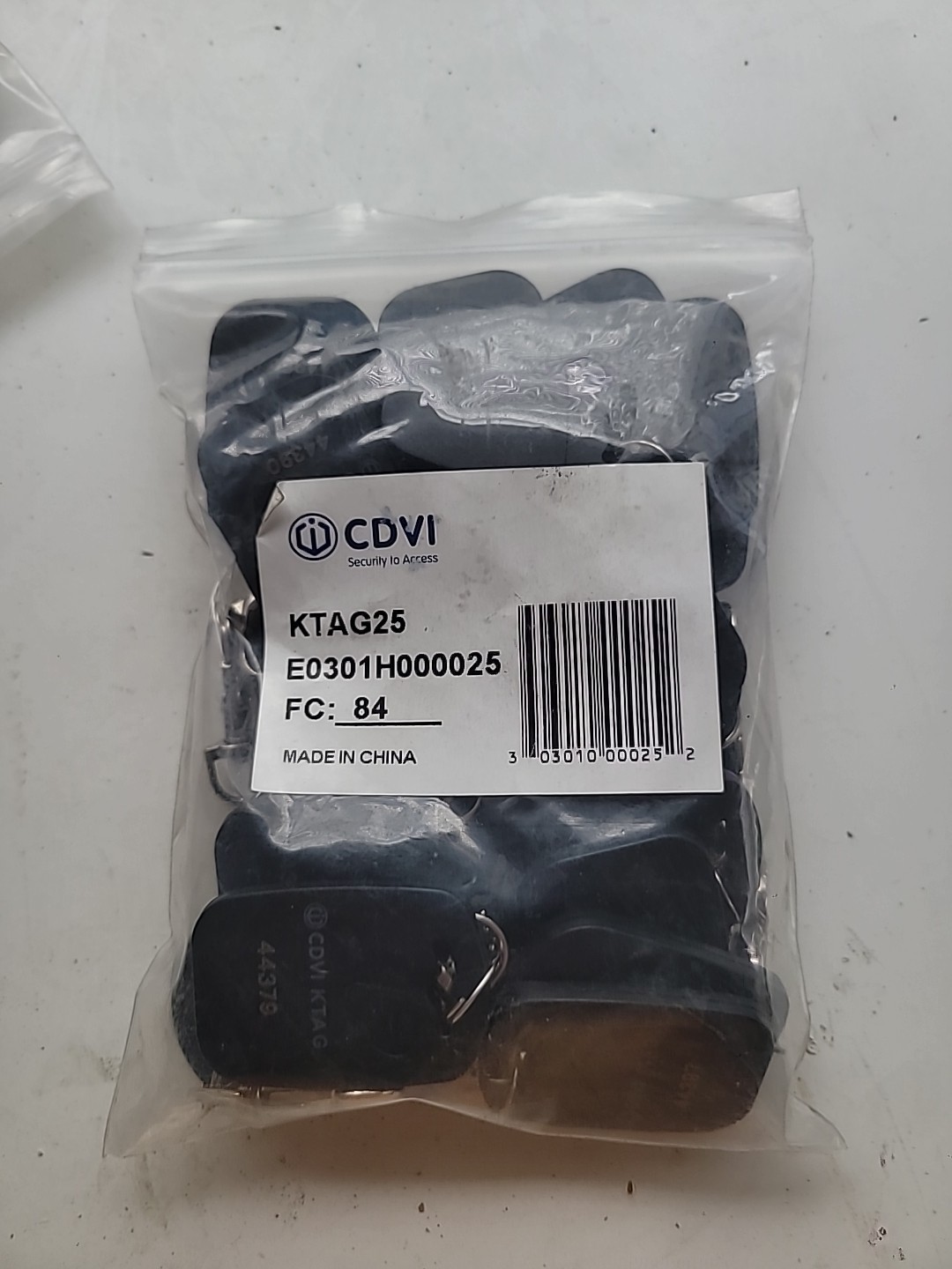 CDVI KTAG25 Black 125kHz RFID Key Ring Badge Lot of 25 Fobs Sequential Tags