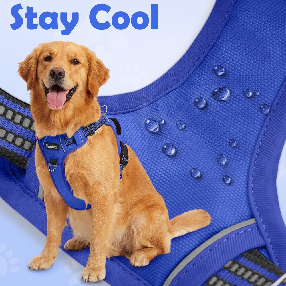 Dog Harness Medium No Pull, Adjustable 2 Clips Anti-Pull Vest with Practical ...