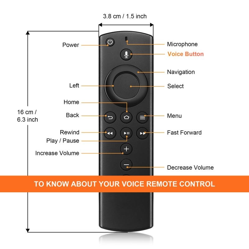 Replacement Voice Remote Control Compatible with All Fire-Series Total black