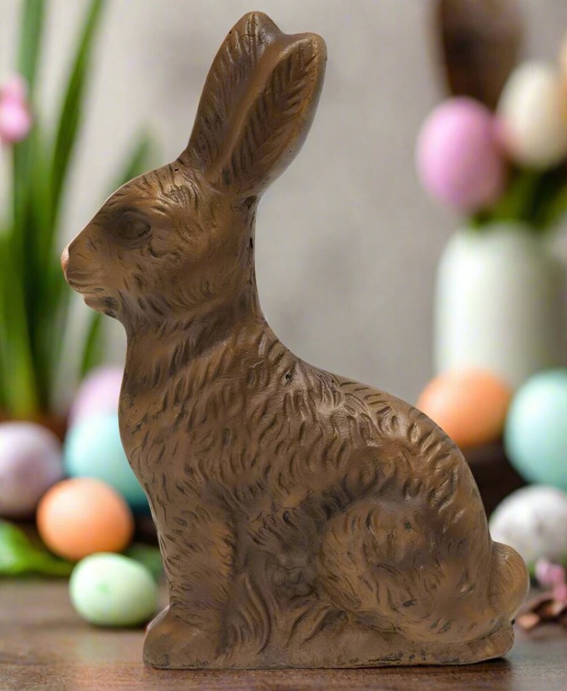 Primitive Spring Easter Resin Chocolate Bunny Large 8"