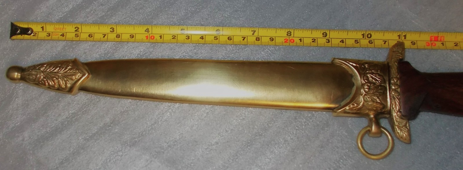 RARE? Vtg Brass or Copper Sheath & Double Edged Dagger Knife Hand Engraved INDIA