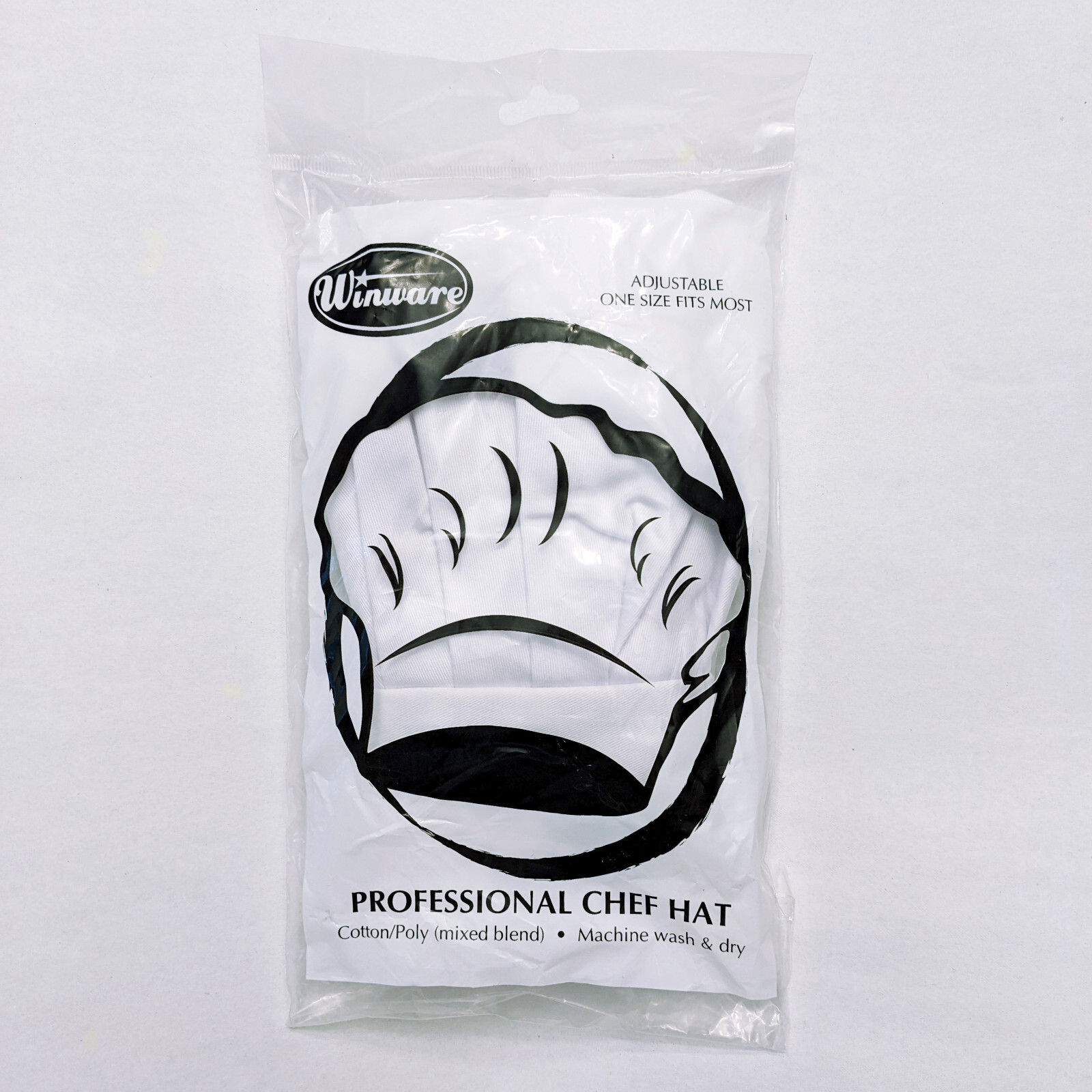 White Chef's Hat Poly/Cotton Blend Kitchen Cap with Hook and Loop