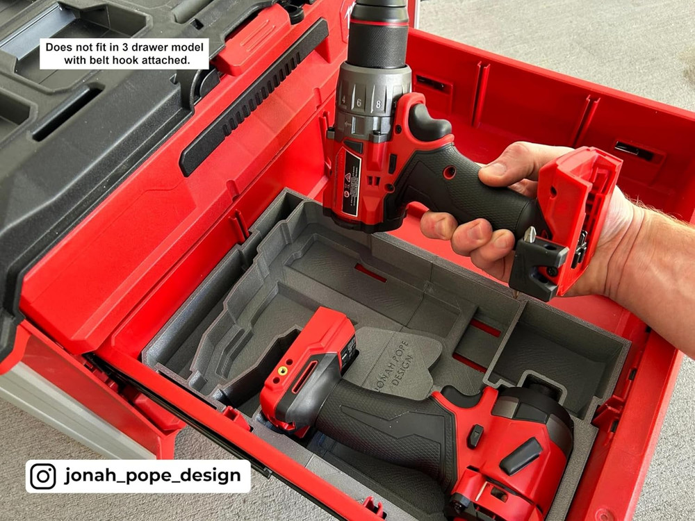 Jonah Pope Design 3D Printed Insert Designed for Milwaukee Packout Tool Box Draw