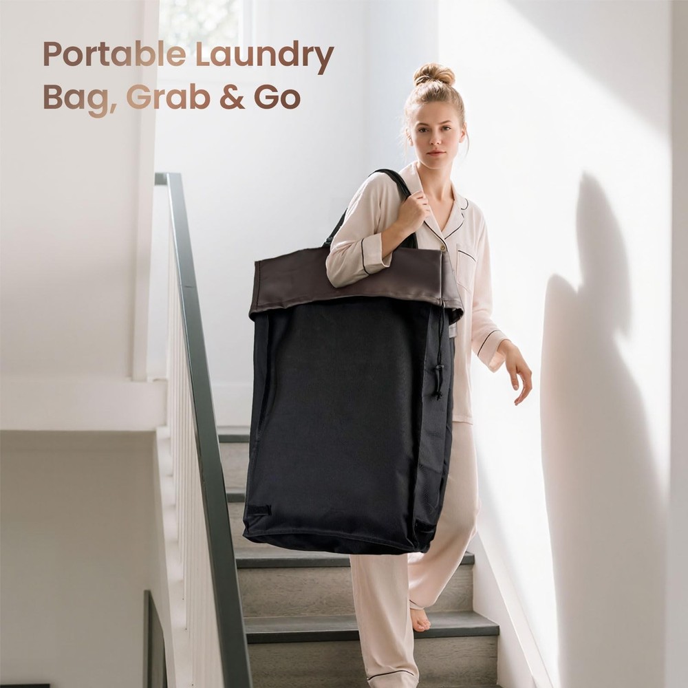 160L Laundry Hamper with Wheels and Handle, 2-Section Rolling Hamper for Laun...