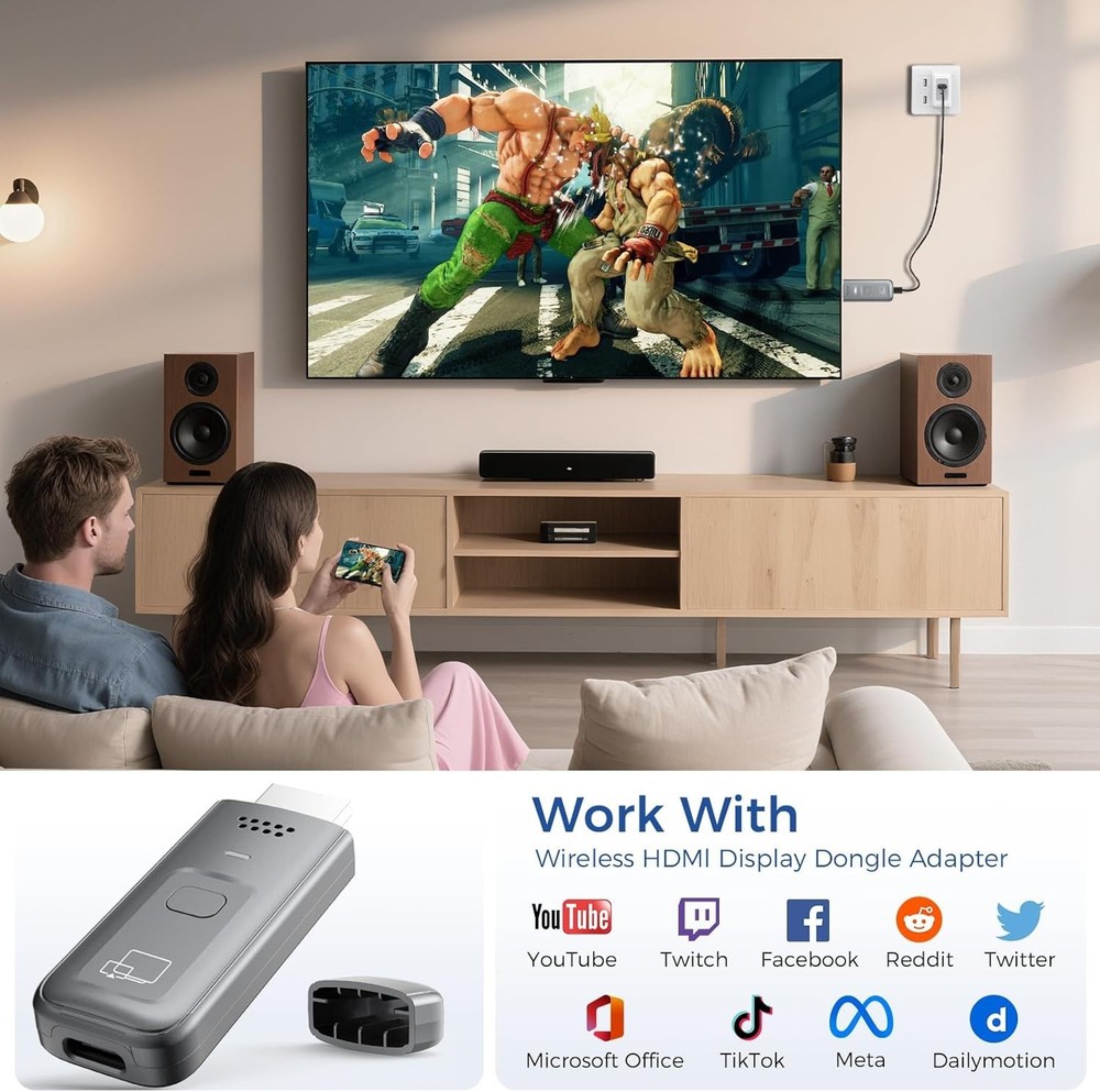 Wireless HDMI Transmitter & Receiver, 4K Decode, 1080P Output for Easy Streaming