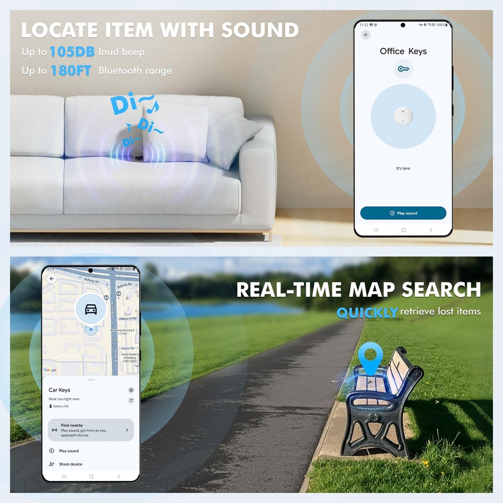 Bluetooth Tracker 4-Pack for Android & Samsung with Case, Smart Tag Item Find...