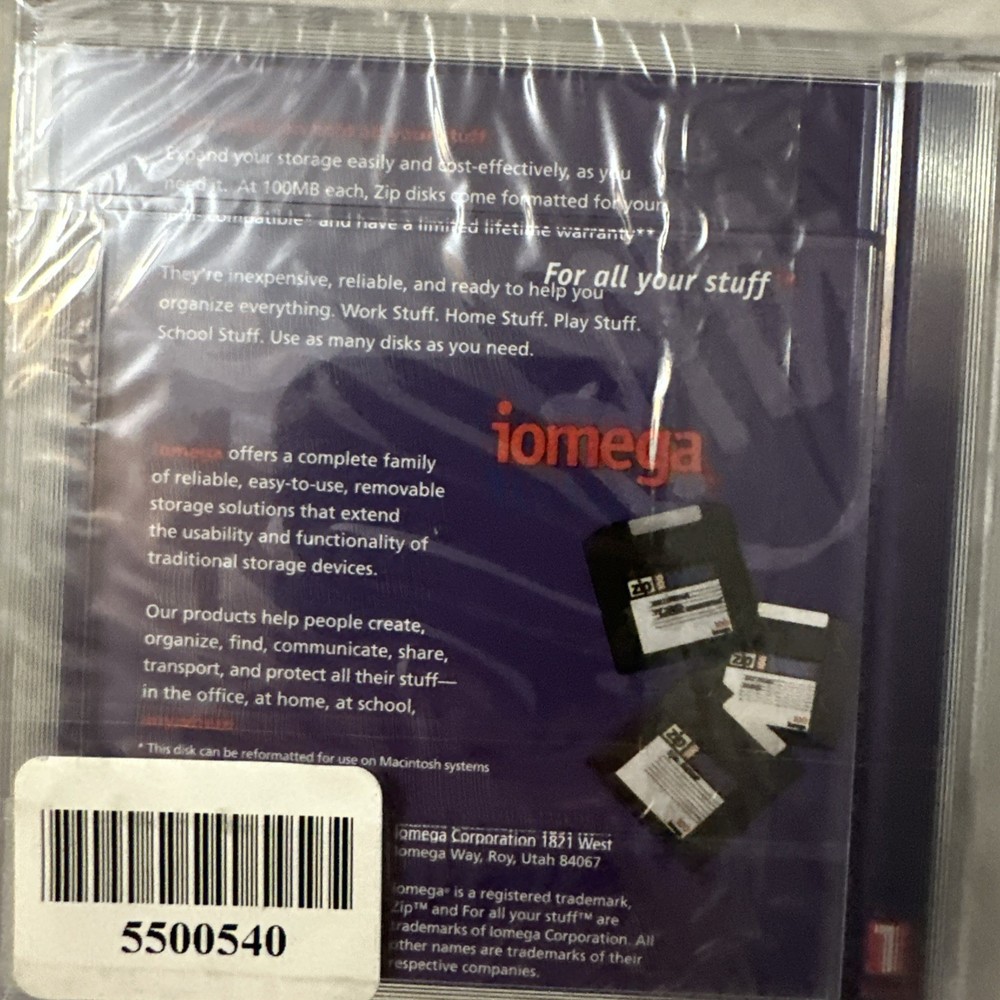 Iomega ZIP DISK 100 Formatted for PC NEW Sealed