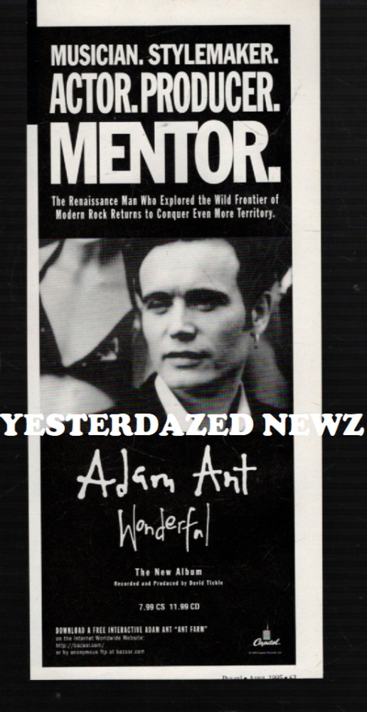 1995 Print ad: Adam Ant : "Wonderful" album release