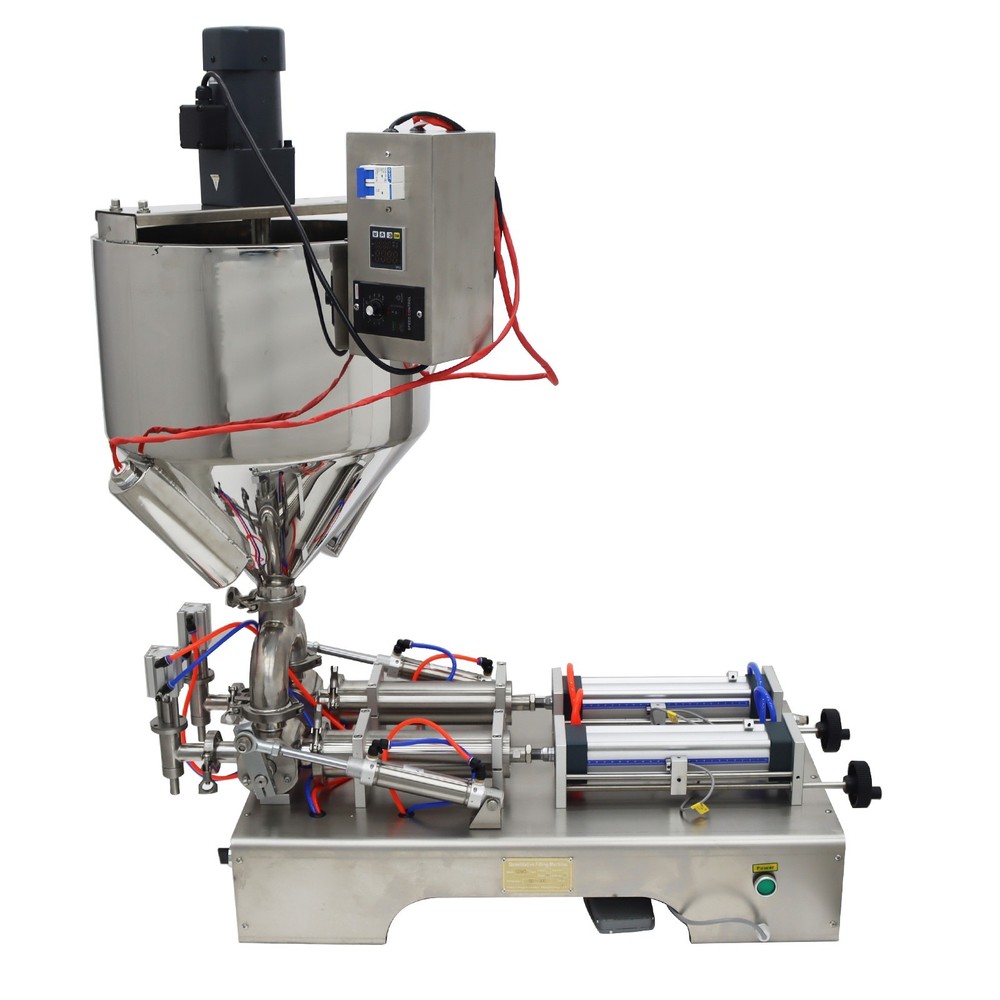 50-500ml Paste Liquid Filling Machine W/ Mixing,Heating Function 2Nozzle Filling