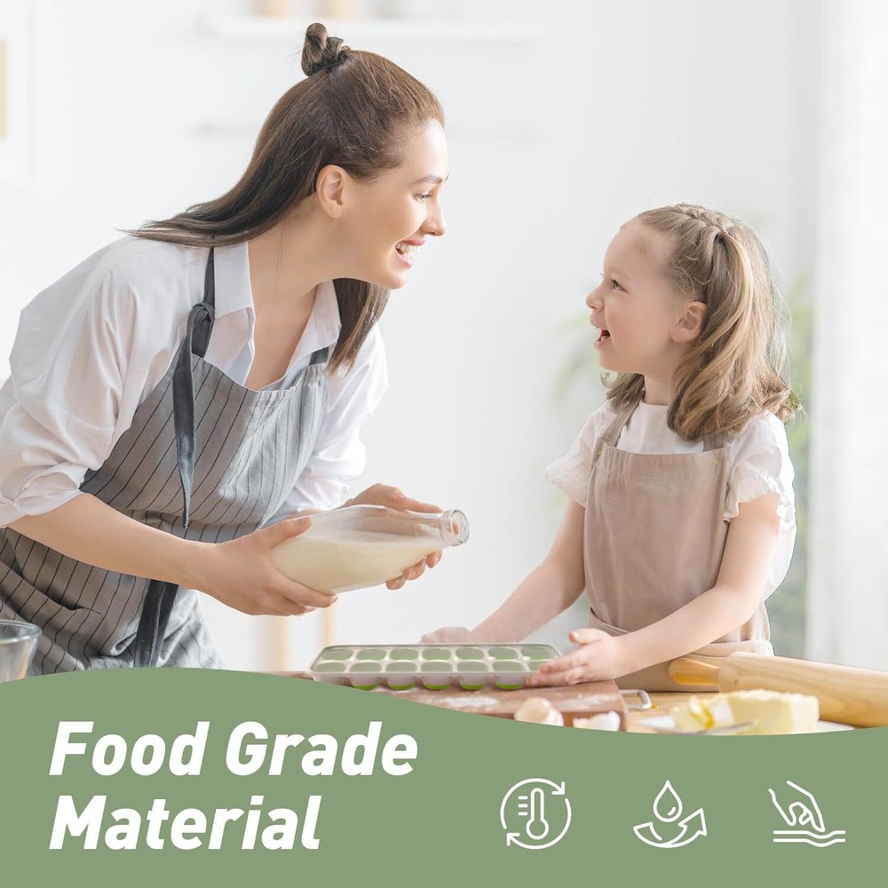 Ice Cube Tray with Lid, 4 Pack Durable Stackable Ice Cube Trays for Freezer with