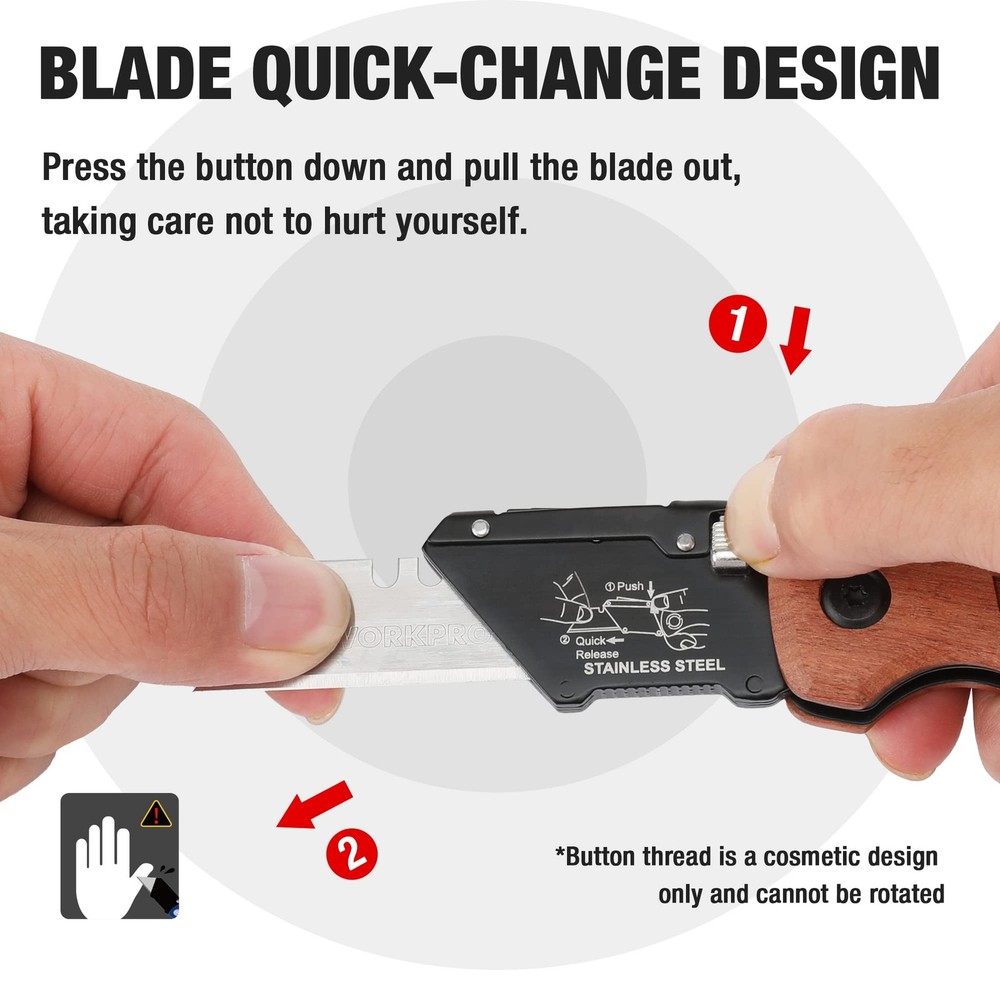 Workpro Folding Utility Knife With Stainless Steel Head, Quick-change