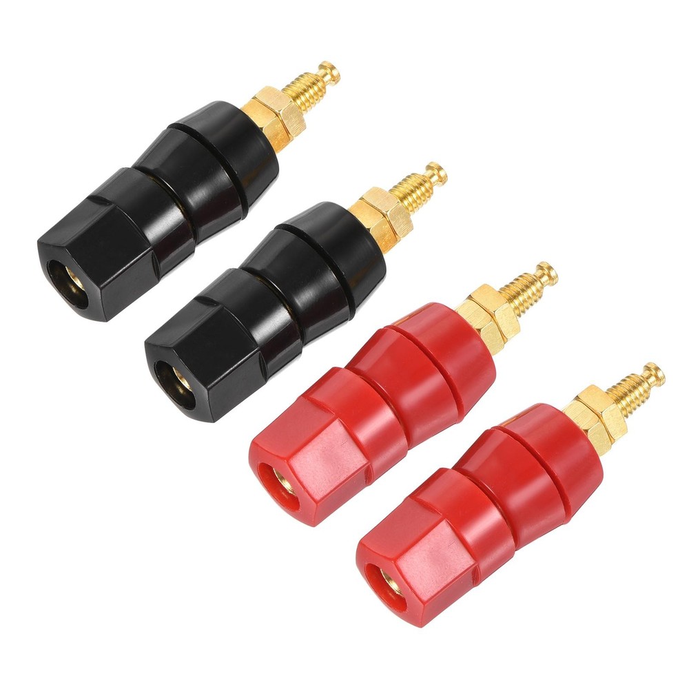 Terminal Binding Post Amplifier Terminal Connector Jack Speaker Black Red 2 Set