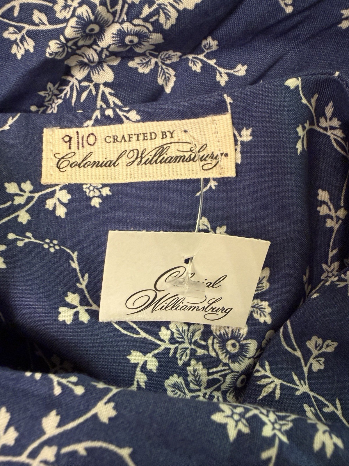 NEW Colonial Williamsburg Reproduction Ball Gown Dress Blue Floral Women’s 9/10