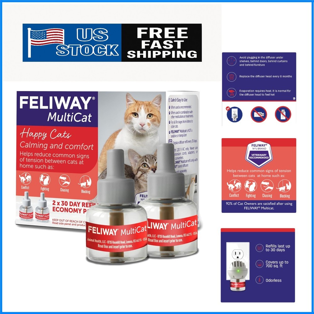 48ml x 2 Multicat Diffuser Refills - Create Peaceful Cat Environments