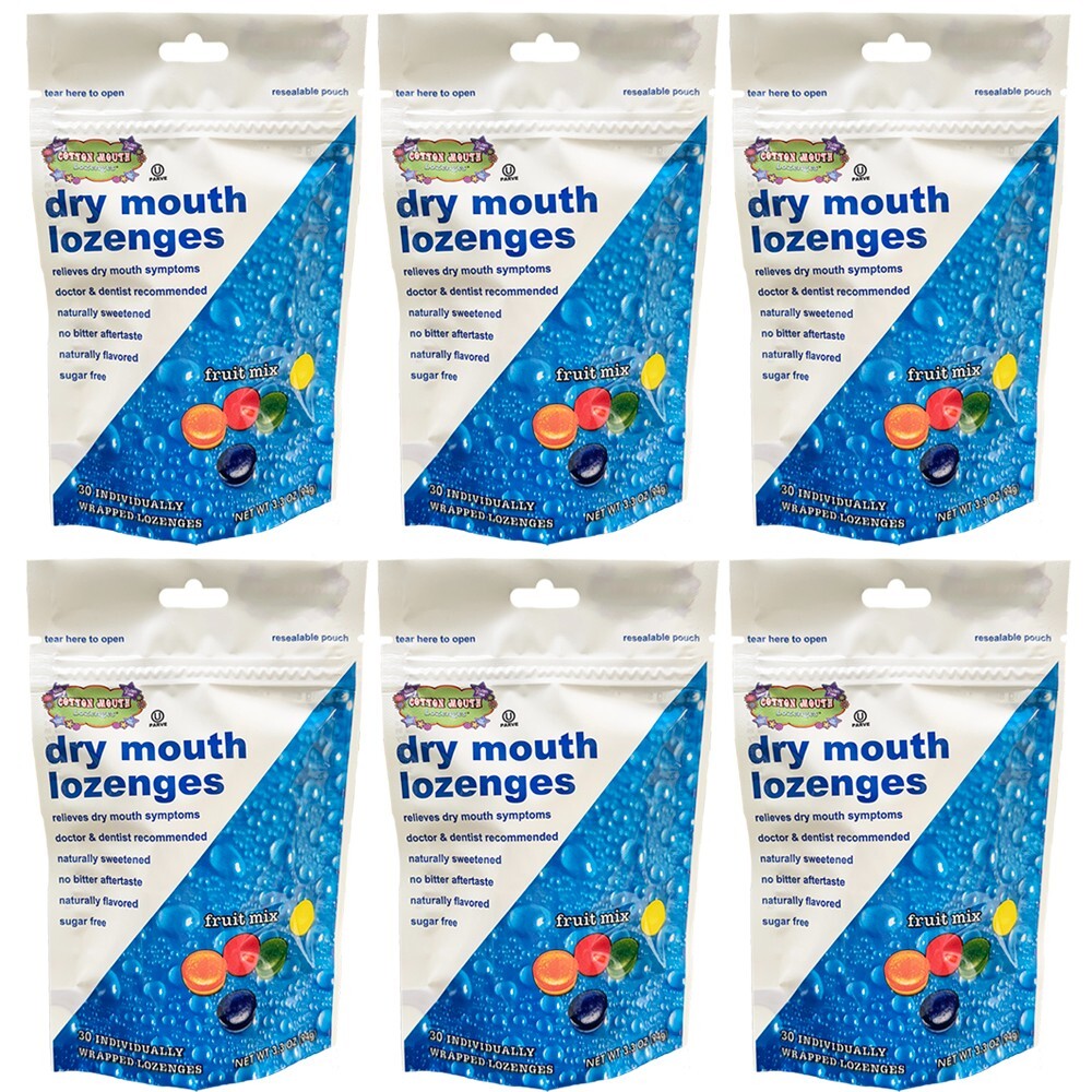 6pack Cotton Mouth Dry Mouth Relief Lozenges Fruit Mix Bag 30 Count EXP. 11/2026