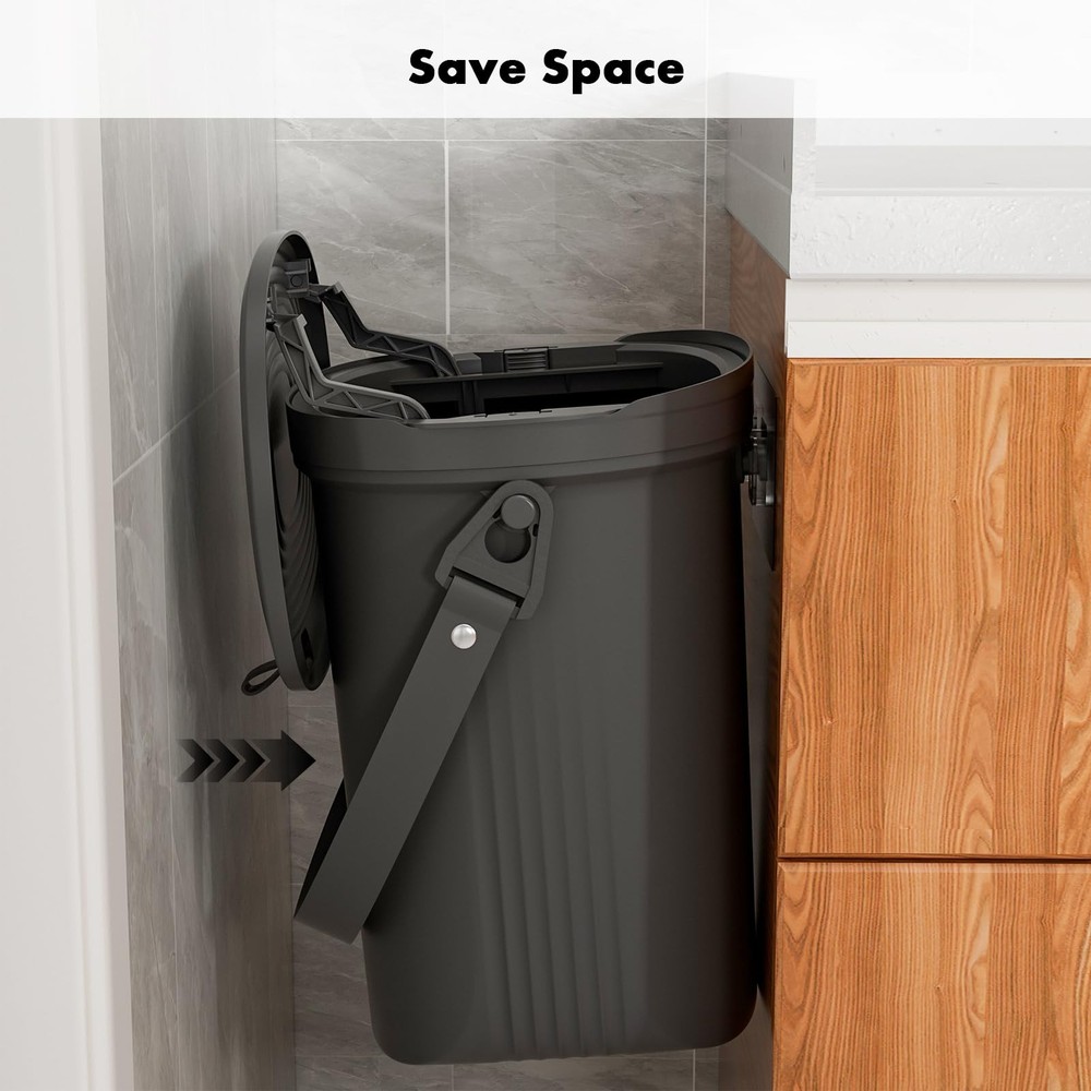 Mountable Silicone Collapsible Kitchen Compost Bin Under Sink, Hanging Trash ...