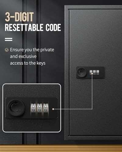 60 Position Key Cabinet with Combination Lock - Digital Security Storage Box, St