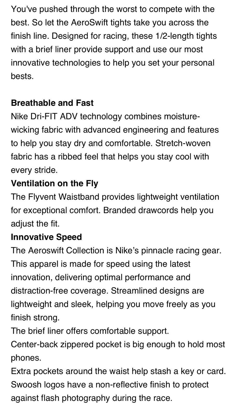 FN3369-013 Large Nike AeroSwift Men's Dri-FIT ADV Running 1/2-Length Leggings