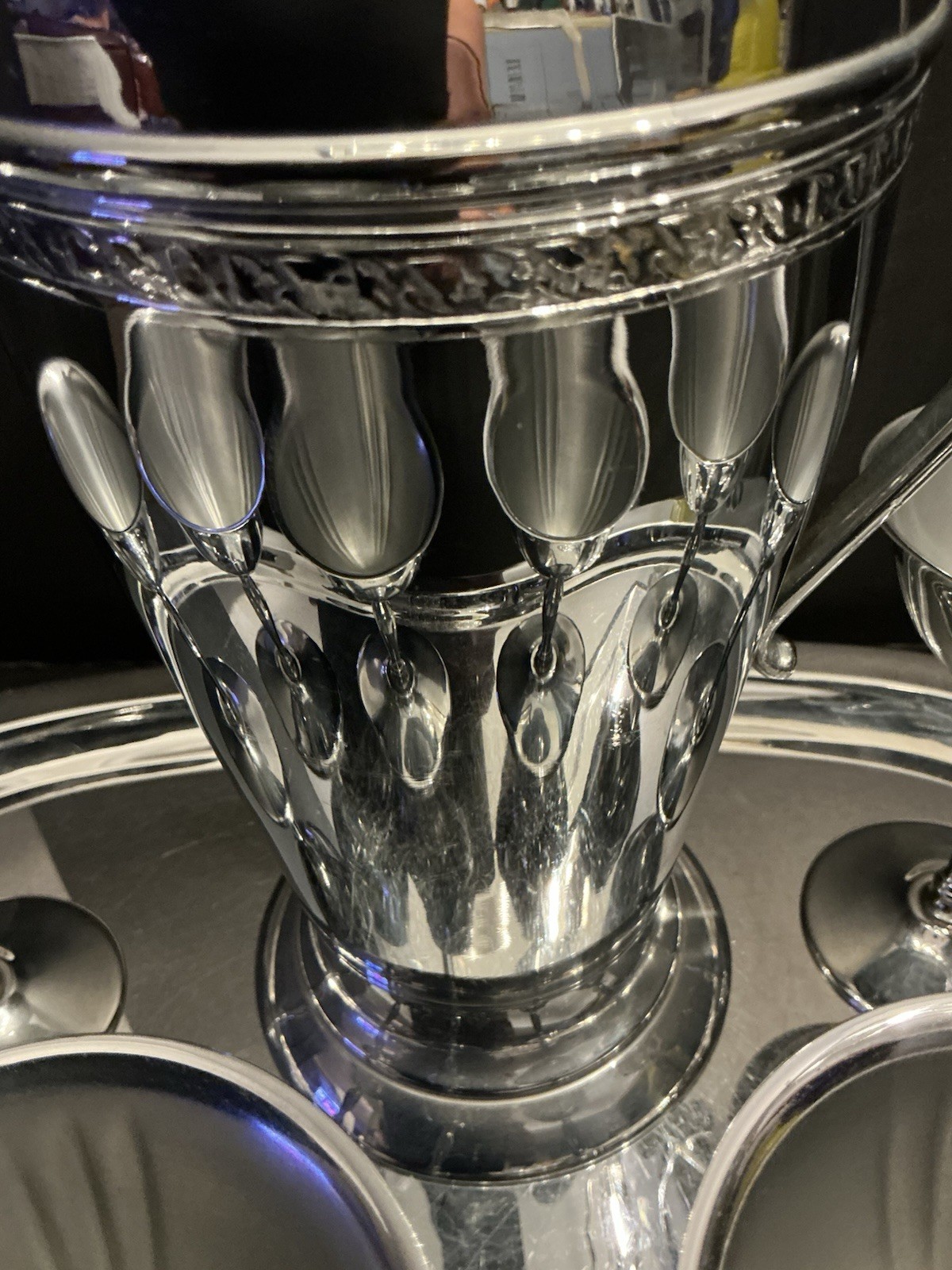 MCM STAINESS CHROME COOCKTAIL SET MARTINI SHAKER, TRAY, CUPS