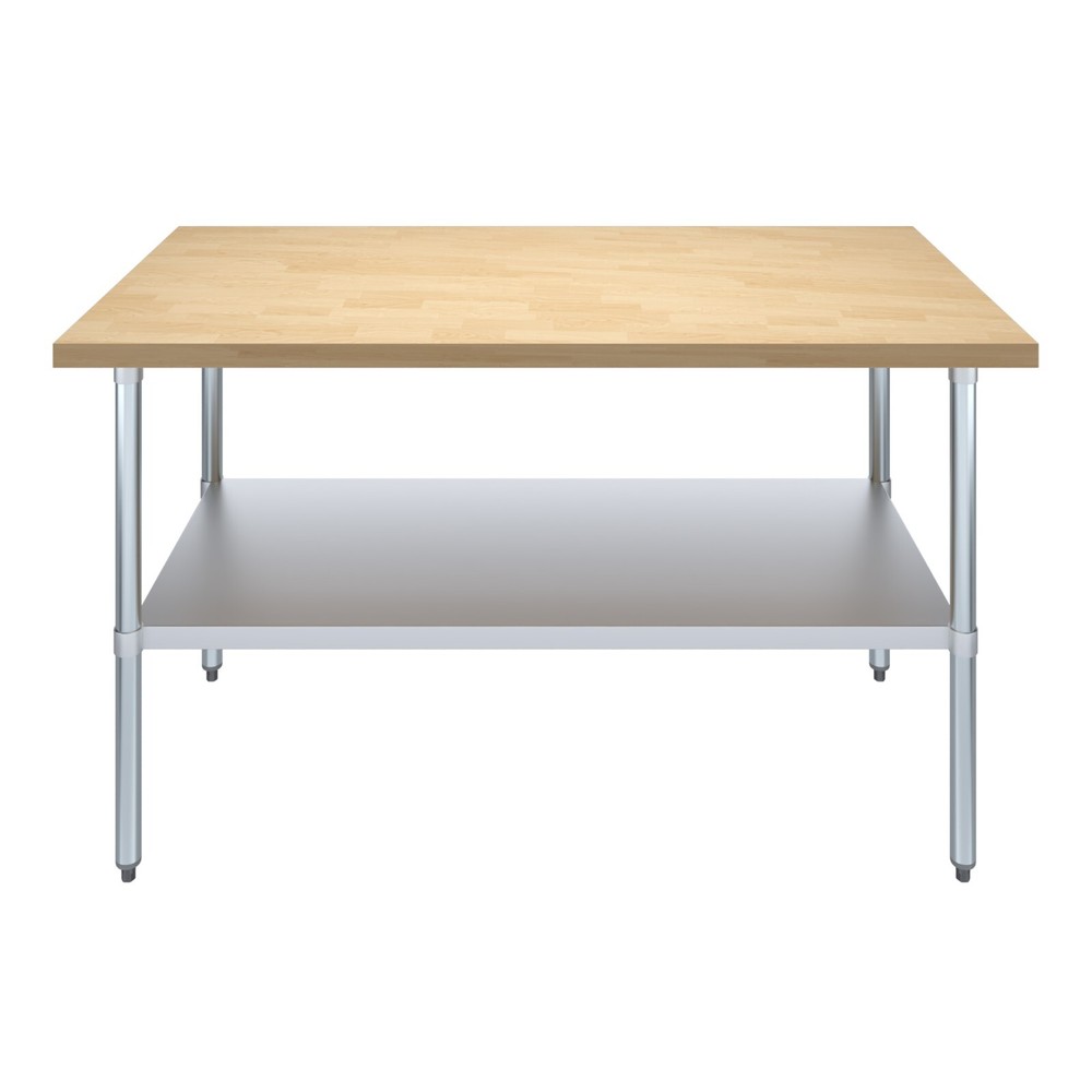 Heavy Duty Maple Wood Top Work Table with Adjustable Undershelf
