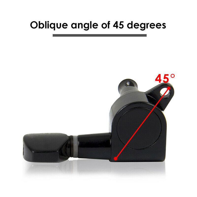 Black Enclosed Guitar String Tuning Peg Tuner Machine Head 6R Right Inline