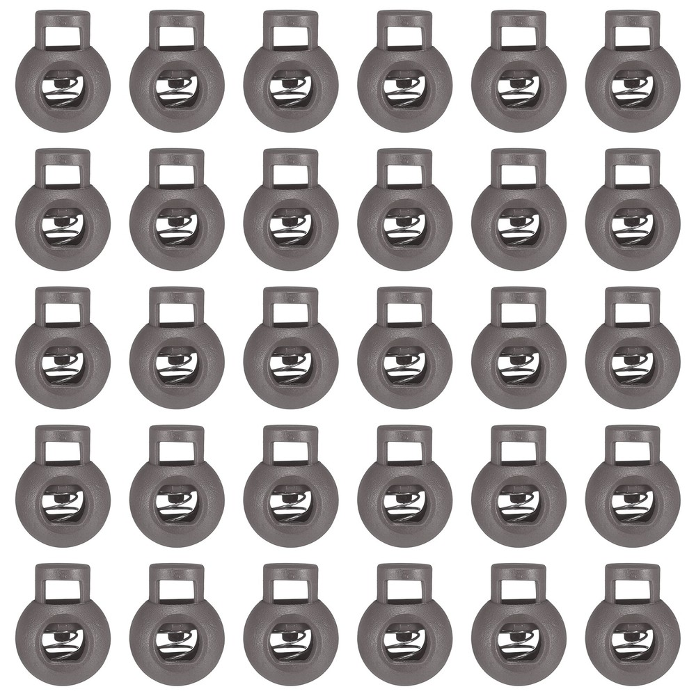 50pcs Cord Lock Single Hole Spring Toggle Stopper for Drawstring, Gray