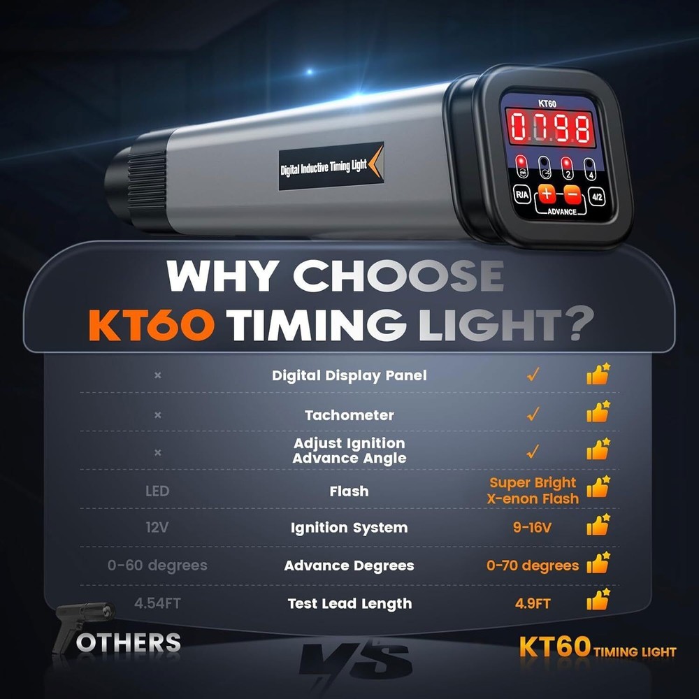 KZYEE KT60 Digital Engine Timing Light Inductive Strobe Timing Light Ignition