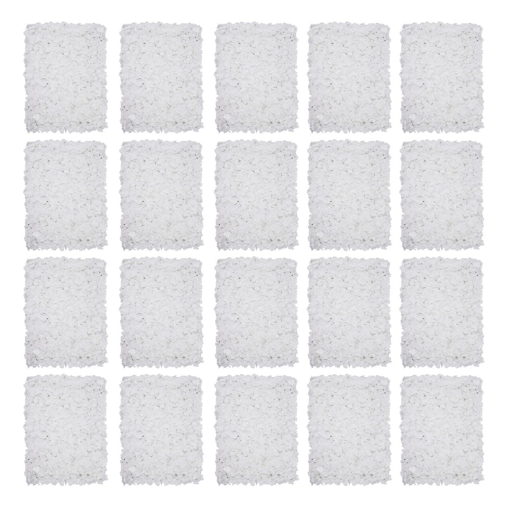20Pcs Flower Panel Artificial Flower Wall Panel White Flower Backdrop Wall Decor