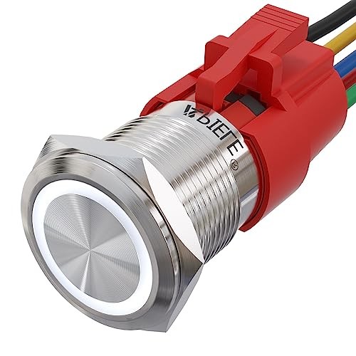 19mm Momentary Push Button Switch On Off Silver Shell Silver Shell-White