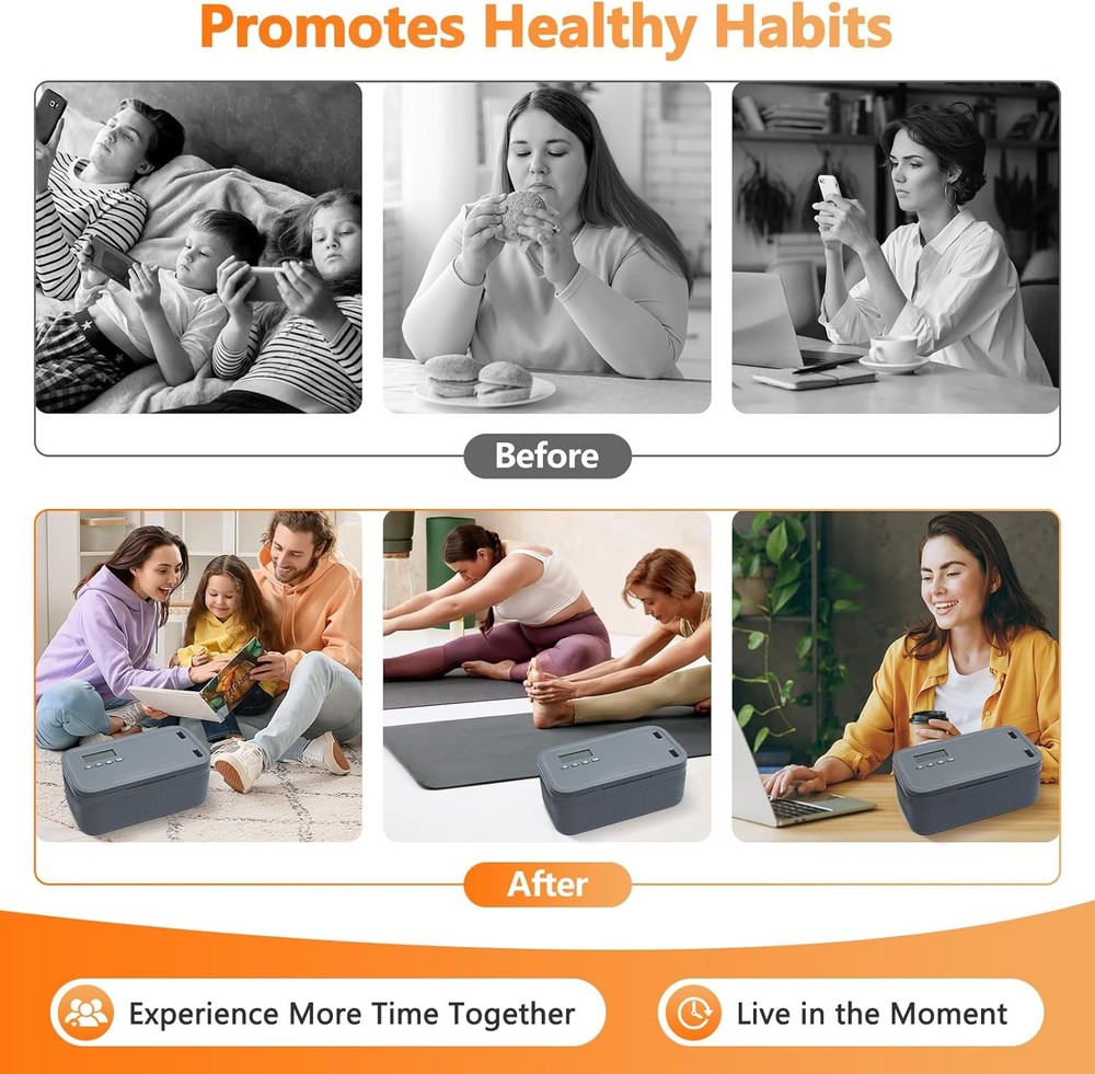 Timed Lock Box for Phone & Snacks | 2-in-1 Smart Lock with Digital Timer & Quick